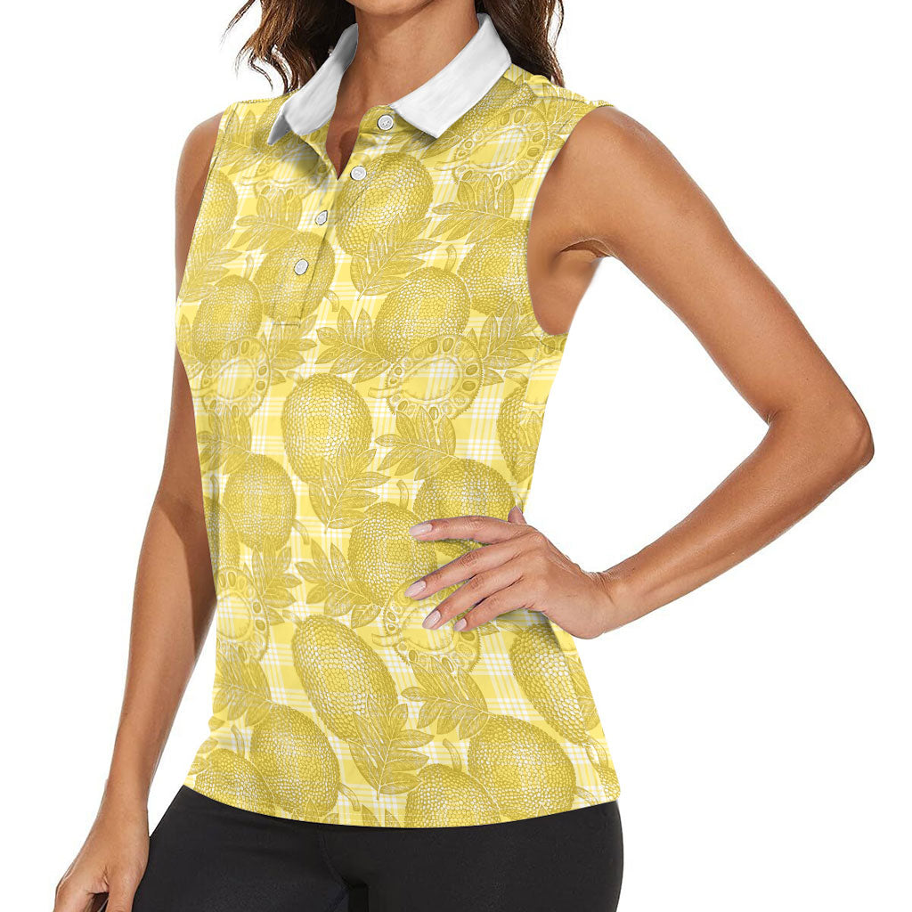 Melemele Hawaii Breadfruit Palaka Motifs Women Sleeveless Polo Shirt LT14 - Polynesian Pride