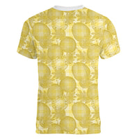 Melemele Hawaii Breadfruit Palaka Motifs Women V-Neck T-Shirt LT14 - Polynesian Pride