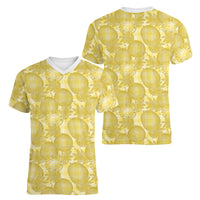 Melemele Hawaii Breadfruit Palaka Motifs Women V-Neck T-Shirt LT14 - Polynesian Pride