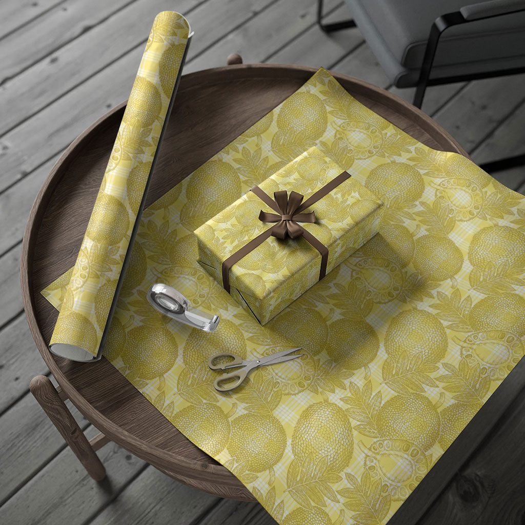 Melemele Hawaii Breadfruit Palaka Motifs Wrapping Paper LT14 - Polynesian Pride