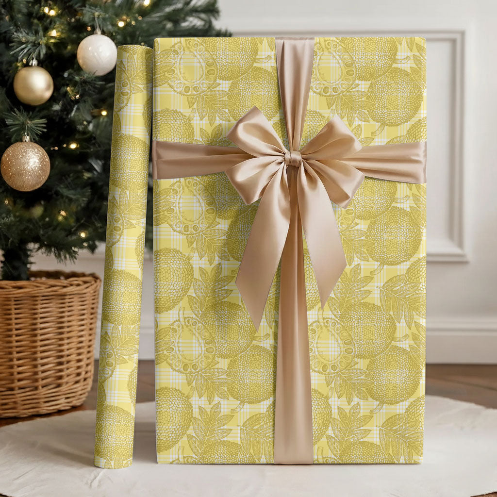 Melemele Hawaii Breadfruit Palaka Motifs Wrapping Paper LT14 - Polynesian Pride
