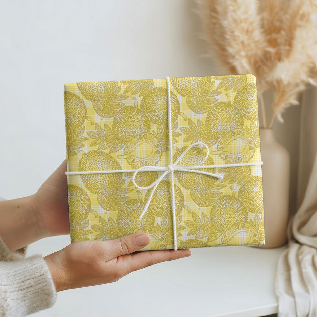 Melemele Hawaii Breadfruit Palaka Motifs Wrapping Paper LT14 - Polynesian Pride