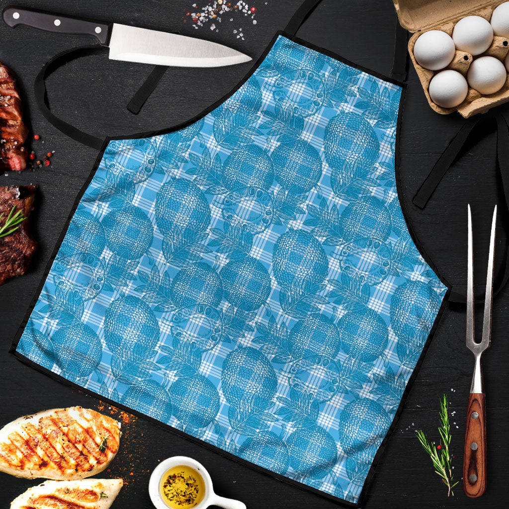 Polu Hawaii Breadfruit Palaka Motifs Apron LT14 Blue - Polynesian Pride