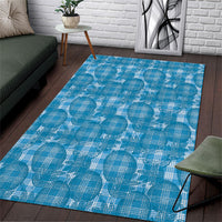 Polu Hawaii Breadfruit Palaka Motifs Area Rug LT14 Blue - Polynesian Pride