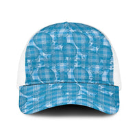 Polu Hawaii Breadfruit Palaka Motifs Baseball Net Cap LT14 One Size White Blue - Polynesian Pride