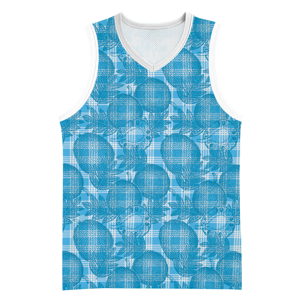 Polu Hawaii Breadfruit Palaka Motifs Basketball Jersey LT14 Unisex Blue - Polynesian Pride