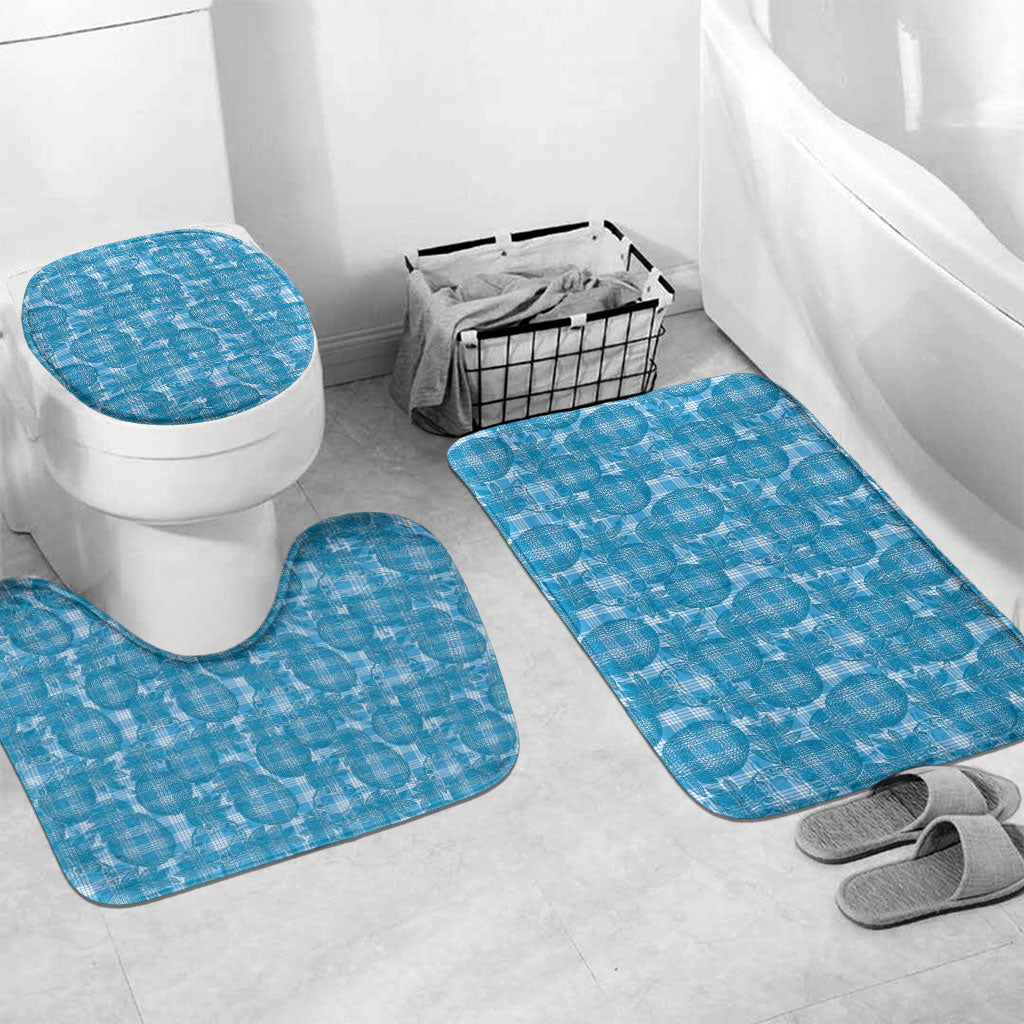 Polu Hawaii Breadfruit Palaka Motifs Bathroom Set LT14 Mat Set Only (3 pcs) One Size Blue - Polynesian Pride