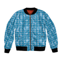Polu Hawaii Breadfruit Palaka Motifs Bomber Jacket LT14 Unisex Blue - Polynesian Pride