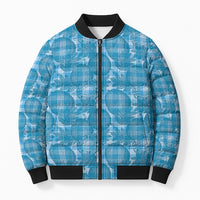 Polu Hawaii Breadfruit Palaka Motifs Bomber Puffer Jacket LT14 Unisex Blue - Polynesian Pride