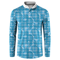 Polu Hawaii Breadfruit Palaka Motifs Button Sweatshirt LT14 Blue - Polynesian Pride