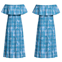 Polu Hawaii Breadfruit Palaka Motifs Couples Matching Off Shoulder Maxi Dress and Hawaiian Shirt LT14 - Polynesian Pride