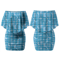 Polu Hawaii Breadfruit Palaka Motifs Couples Matching Off Shoulder Short Dress and Long Sleeve Button Shirt LT14 - Polynesian Pride