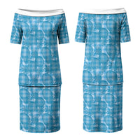 Polu Hawaii Breadfruit Palaka Motifs Couples Matching Puletasi and Long Sleeve Button Shirt LT14 - Polynesian Pride
