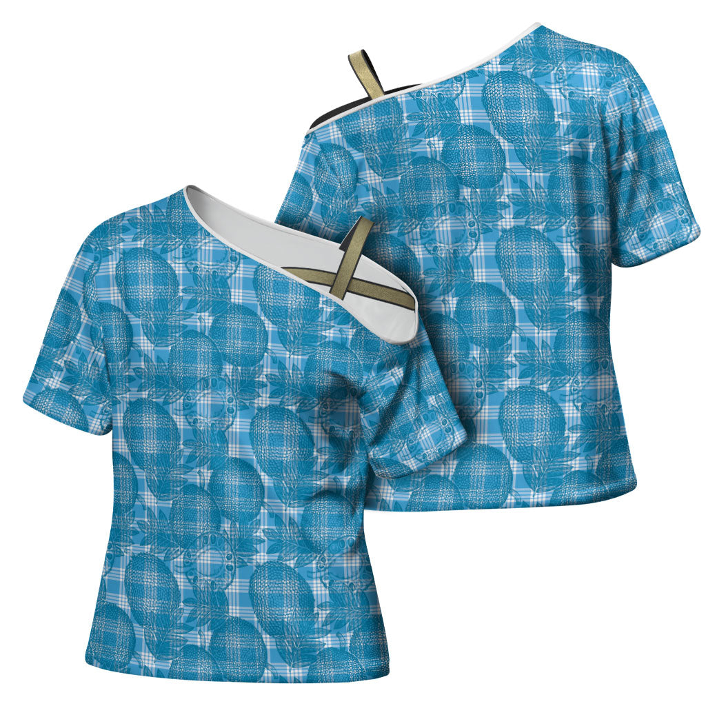 Polu Hawaii Breadfruit Palaka Motifs Cross Shoulder Shirt LT14 - Polynesian Pride