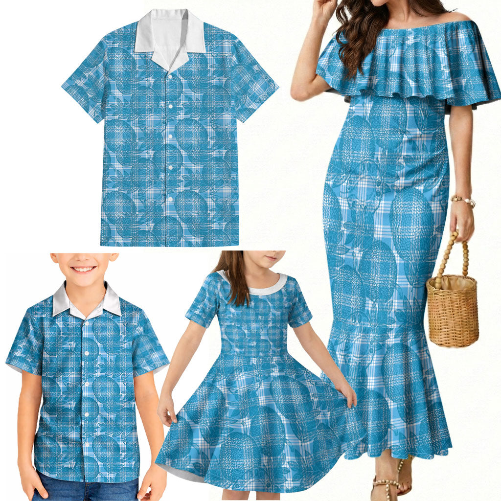 Polu Hawaii Breadfruit Palaka Motifs Family Matching Mermaid Dress and Hawaiian Shirt LT14 - Polynesian Pride