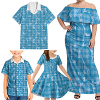 Polu Hawaii Breadfruit Palaka Motifs Family Matching Off Shoulder Maxi Dress and Hawaiian Shirt LT14 - Polynesian Pride
