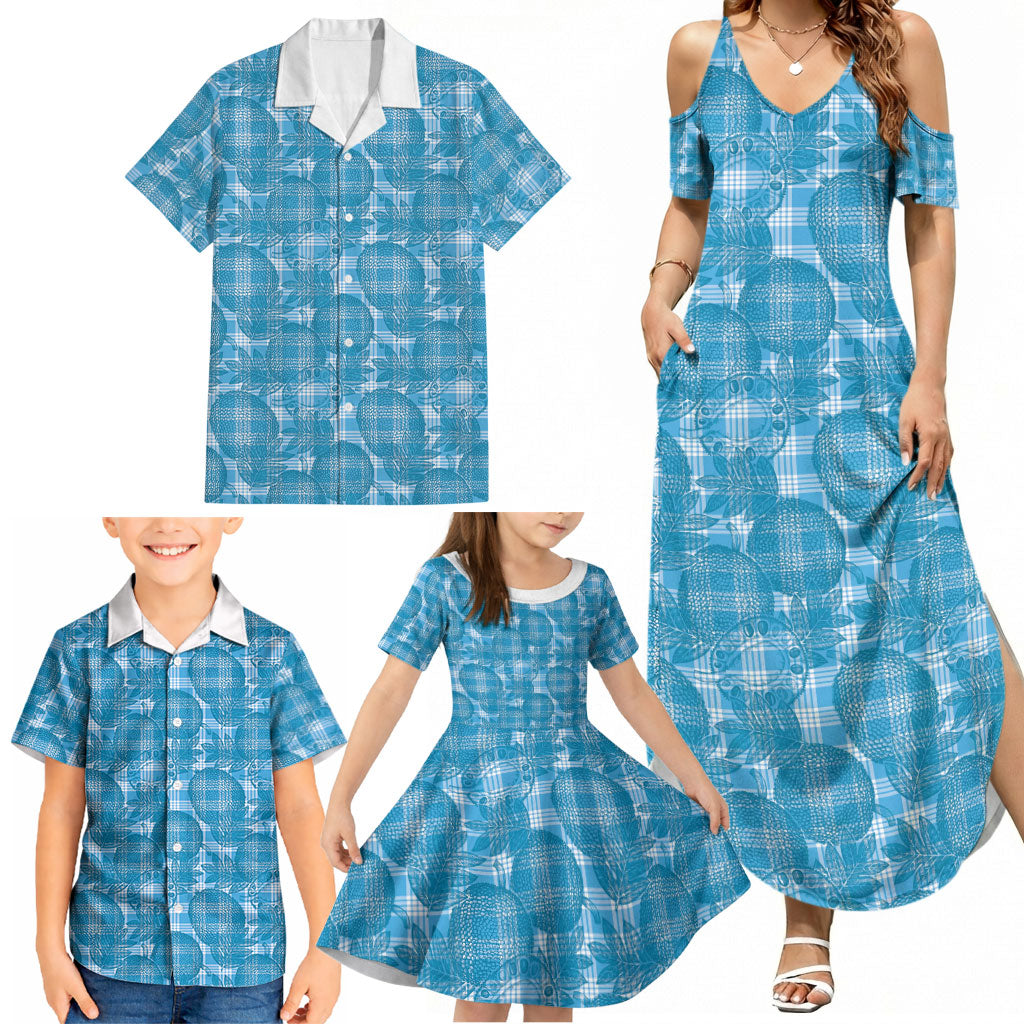 Polu Hawaii Breadfruit Palaka Motifs Family Matching Summer Maxi Dress and Hawaiian Shirt LT14 - Polynesian Pride