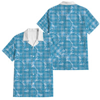Polu Hawaii Breadfruit Palaka Motifs Family Matching Summer Maxi Dress and Hawaiian Shirt LT14 Dad's Shirt - Short Sleeve Blue - Polynesian Pride