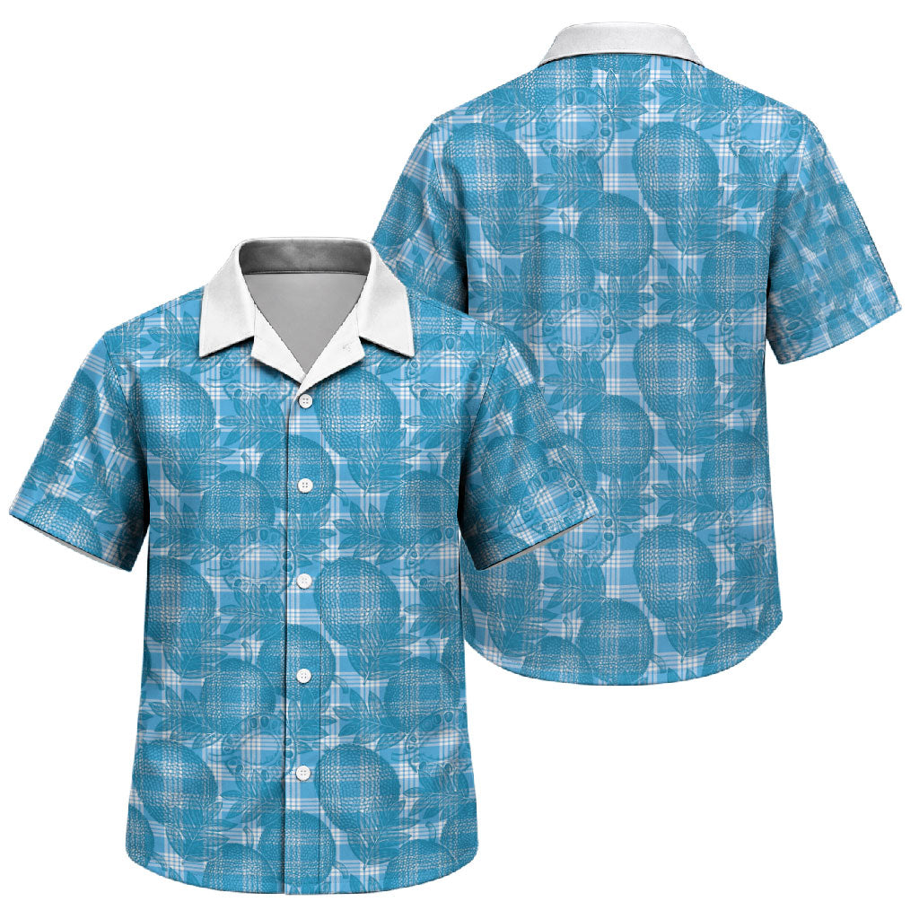Polu Hawaii Breadfruit Palaka Motifs Family Matching Summer Maxi Dress and Hawaiian Shirt LT14 Son's Shirt Blue - Polynesian Pride