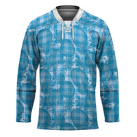 Polu Hawaii Breadfruit Palaka Motifs Hockey Jersey LT14 Unisex Blue - Polynesian Pride