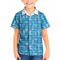 Polu Hawaii Breadfruit Palaka Motifs Kid Hawaiian Shirt LT14 Kid Blue - Polynesian Pride