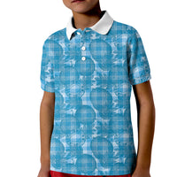 Polu Hawaii Breadfruit Palaka Motifs Kid Polo Shirt LT14 Kid Blue - Polynesian Pride