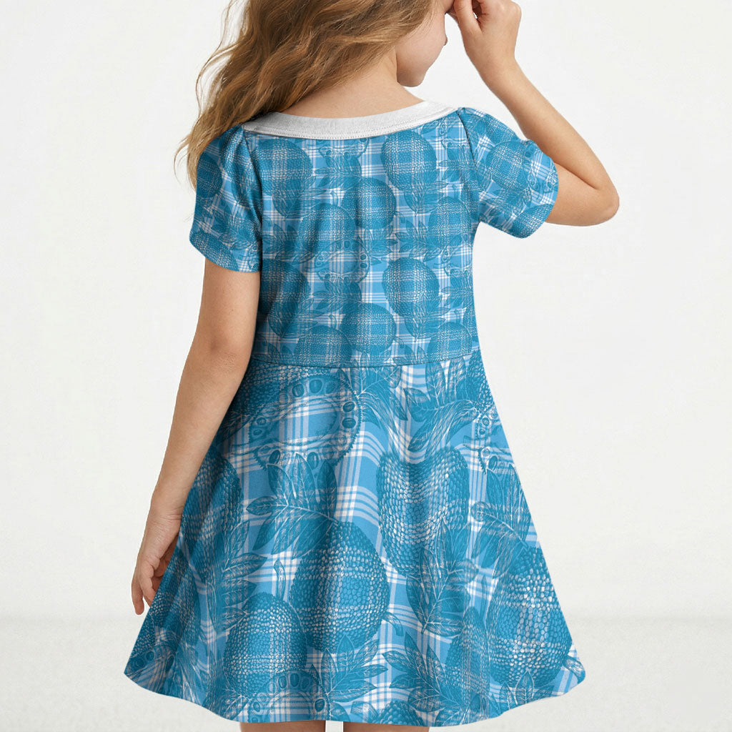Polu Hawaii Breadfruit Palaka Motifs Kid Short Sleeve Dress LT14 - Polynesian Pride