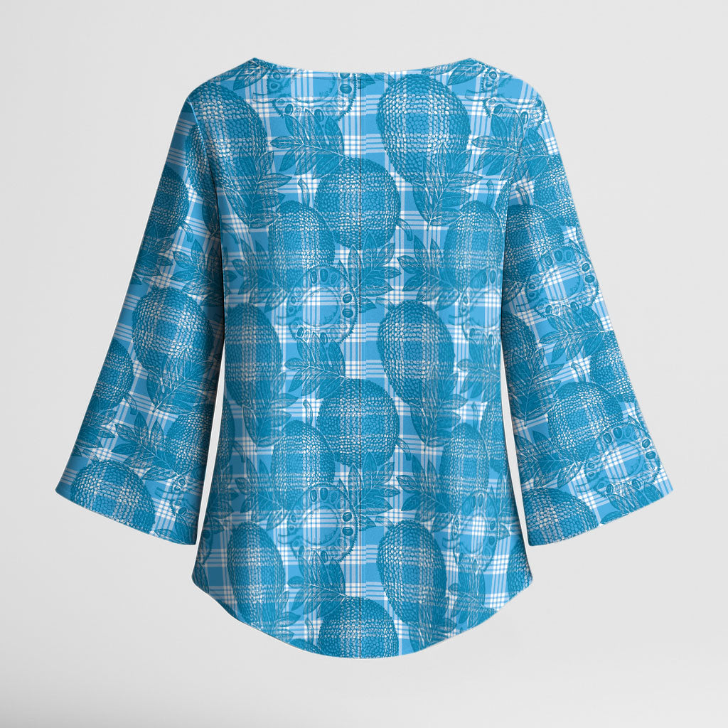 Polu Hawaii Breadfruit Palaka Motifs Kimono Sleeve Blouse LT14 - Polynesian Pride