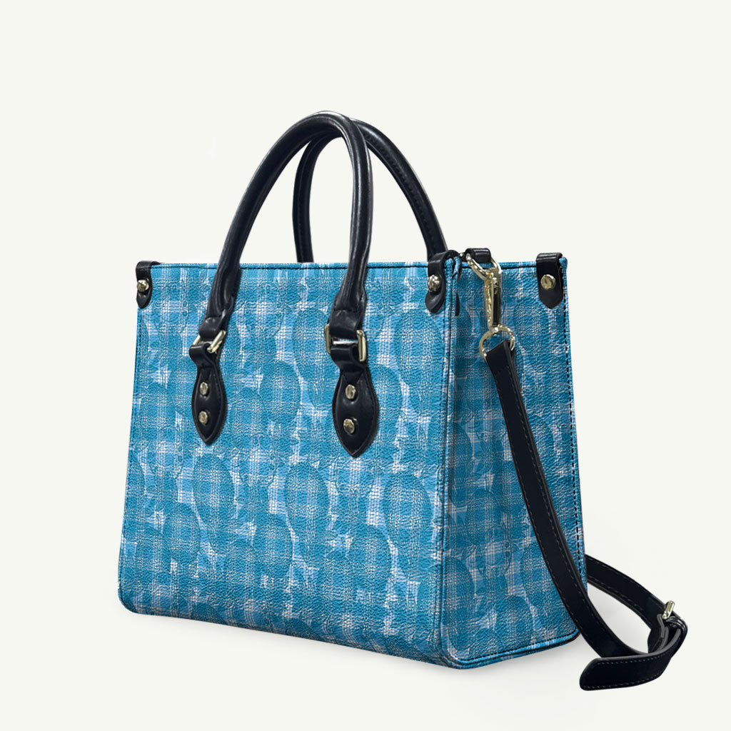 Polu Hawaii Breadfruit Palaka Motifs Leather Bag LT14 Blue - Polynesian Pride