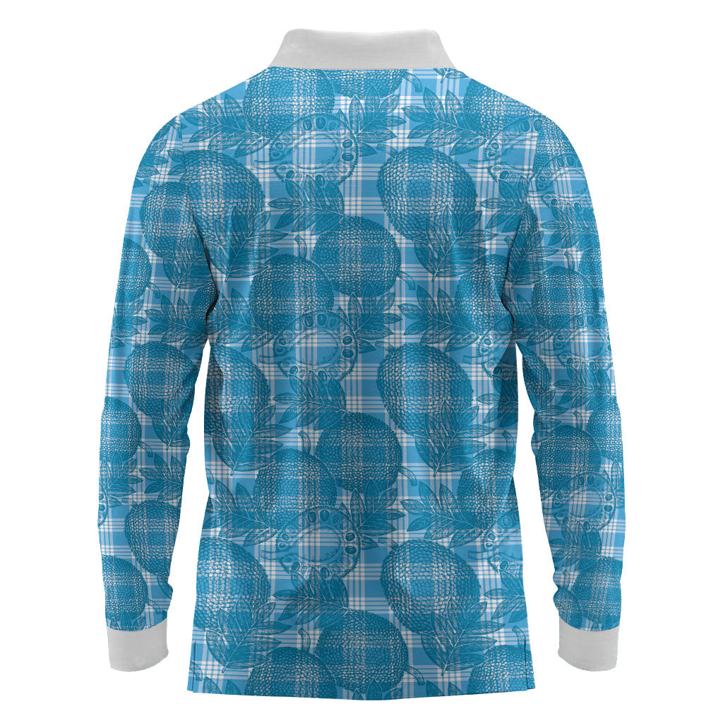 Polu Hawaii Breadfruit Palaka Motifs Long Sleeve Polo Shirt LT14 - Polynesian Pride
