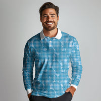 Polu Hawaii Breadfruit Palaka Motifs Long Sleeve Polo Shirt LT14 - Polynesian Pride