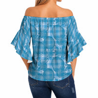Polu Hawaii Breadfruit Palaka Motifs Off Shoulder Wrap Waist Top LT14 - Polynesian Pride