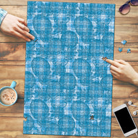 Polu Hawaii Breadfruit Palaka Motifs Puzzle LT14 Blue - Polynesian Pride