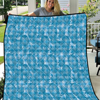 Polu Hawaii Breadfruit Palaka Motifs Quilt LT14 Blue - Polynesian Pride