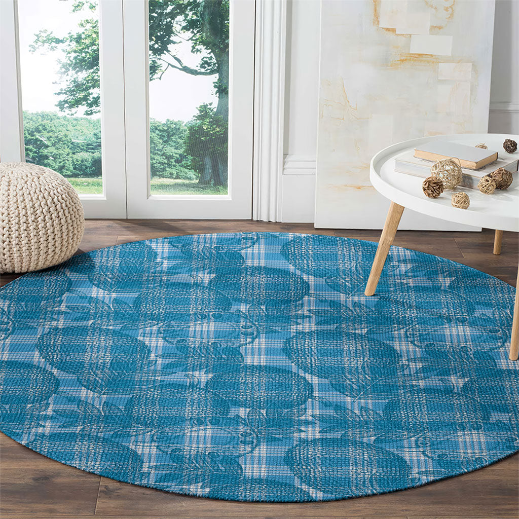 Polu Hawaii Breadfruit Palaka Motifs Round Carpet LT14 - Polynesian Pride