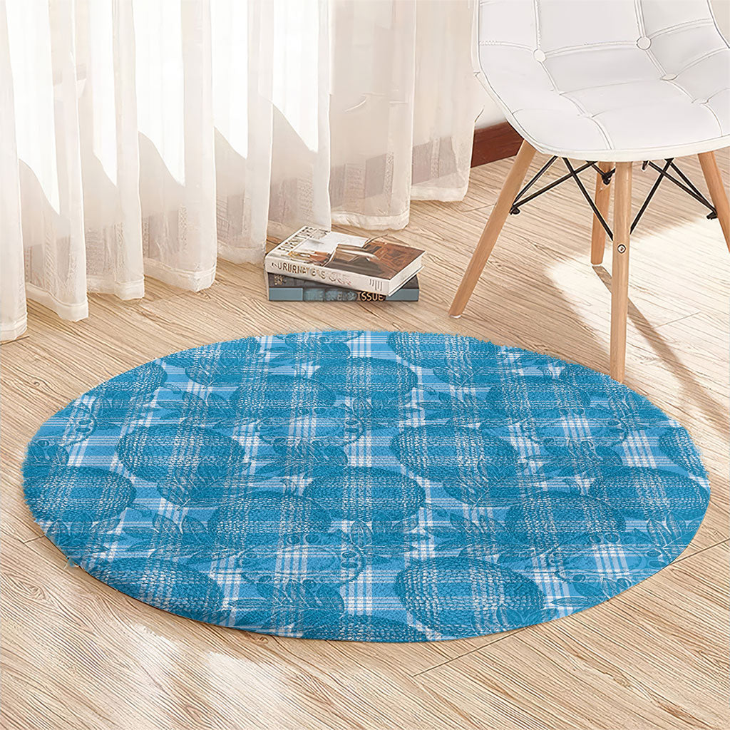 Polu Hawaii Breadfruit Palaka Motifs Round Carpet LT14 - Polynesian Pride