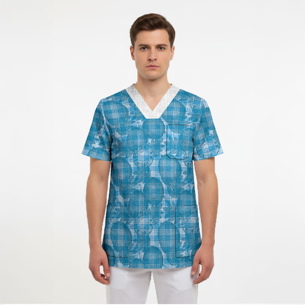 Polu Hawaii Breadfruit Palaka Motifs Scrub Top LT14 - Polynesian Pride