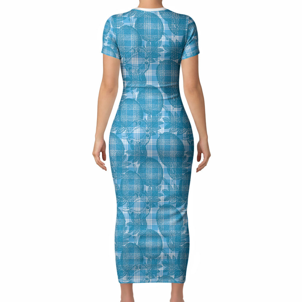 Polu Hawaii Breadfruit Palaka Motifs Short Sleeve Bodycon Dress LT14 - Polynesian Pride