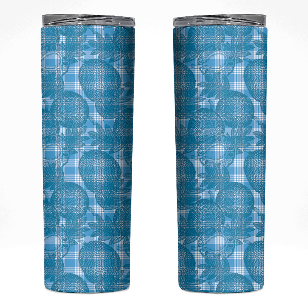 Polu Hawaii Breadfruit Palaka Motifs Skinny Tumbler LT14 Blue - Polynesian Pride