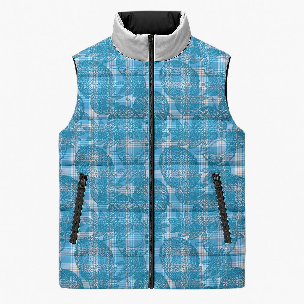 Polu Hawaii Breadfruit Palaka Motifs Sleeveless Puffer Jacket