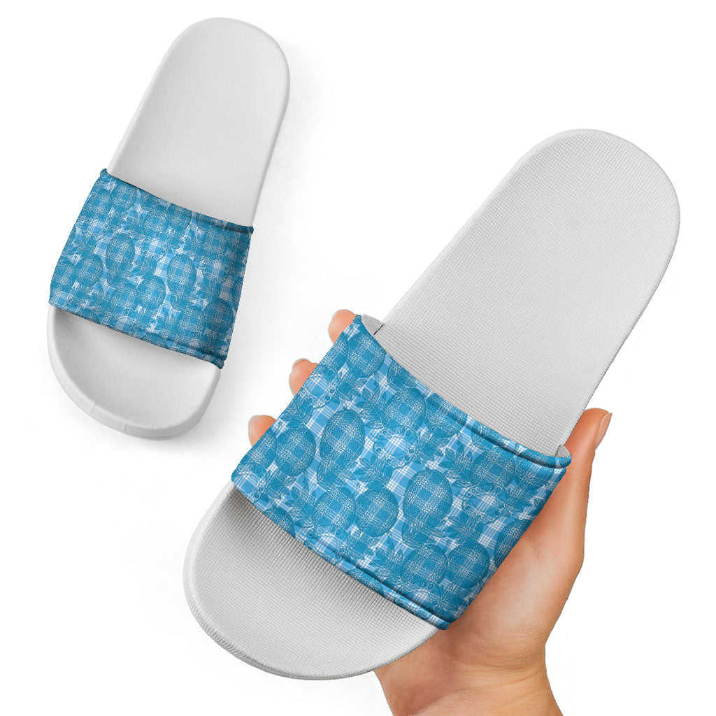 Polu Hawaii Breadfruit Palaka Motifs Slide Sandals LT14 - Polynesian Pride