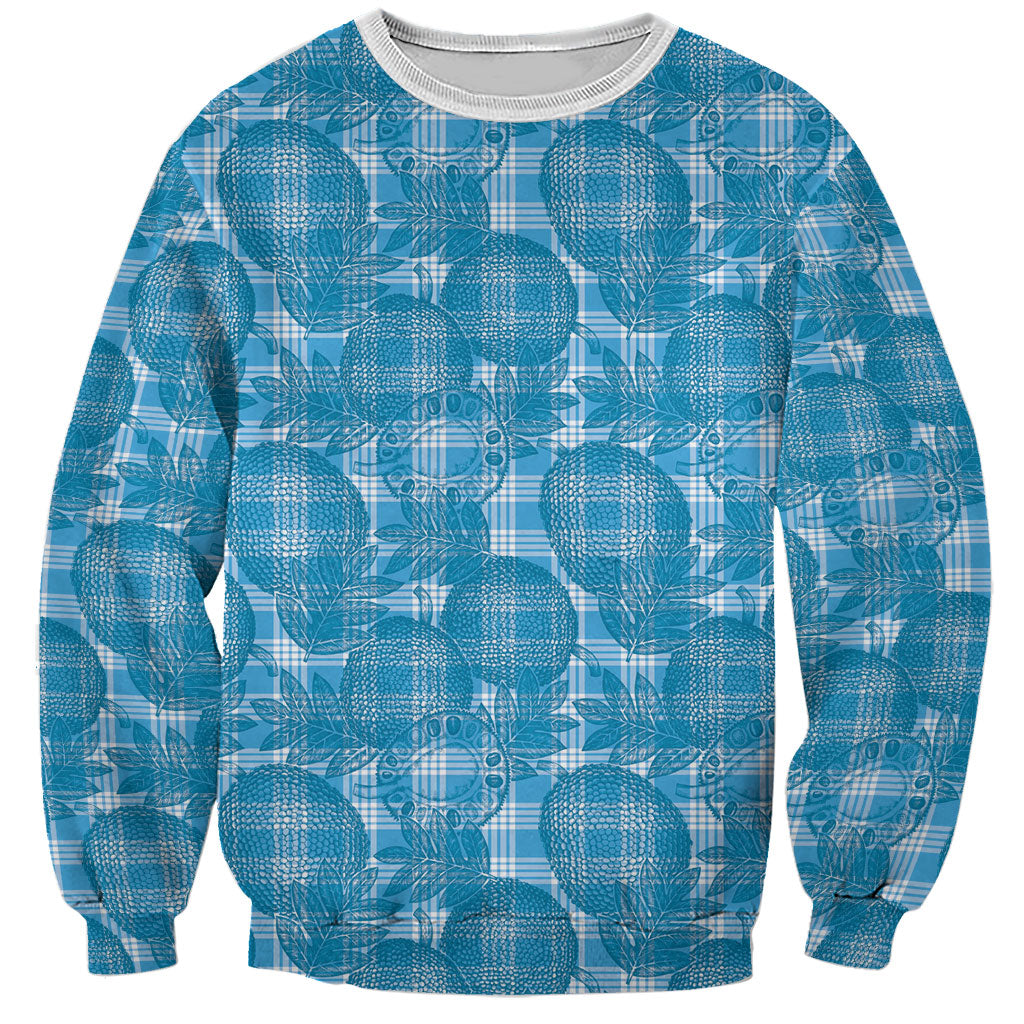 Polu Hawaii Breadfruit Palaka Motifs Sweatshirt LT14 Unisex Blue - Polynesian Pride