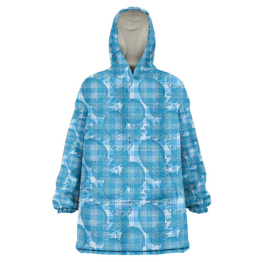Polu Hawaii Breadfruit Palaka Motifs Wearable Blanket Hoodie LT14 One Size Blue - Polynesian Pride