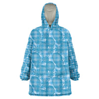 Polu Hawaii Breadfruit Palaka Motifs Wearable Blanket Hoodie LT14 One Size Blue - Polynesian Pride