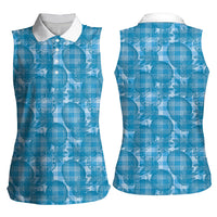 Polu Hawaii Breadfruit Palaka Motifs Women Sleeveless Polo Shirt LT14 - Polynesian Pride