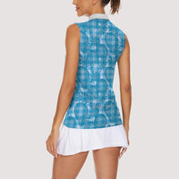 Polu Hawaii Breadfruit Palaka Motifs Women Sleeveless Polo Shirt LT14 - Polynesian Pride