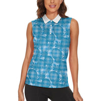 Polu Hawaii Breadfruit Palaka Motifs Women Sleeveless Polo Shirt LT14 - Polynesian Pride