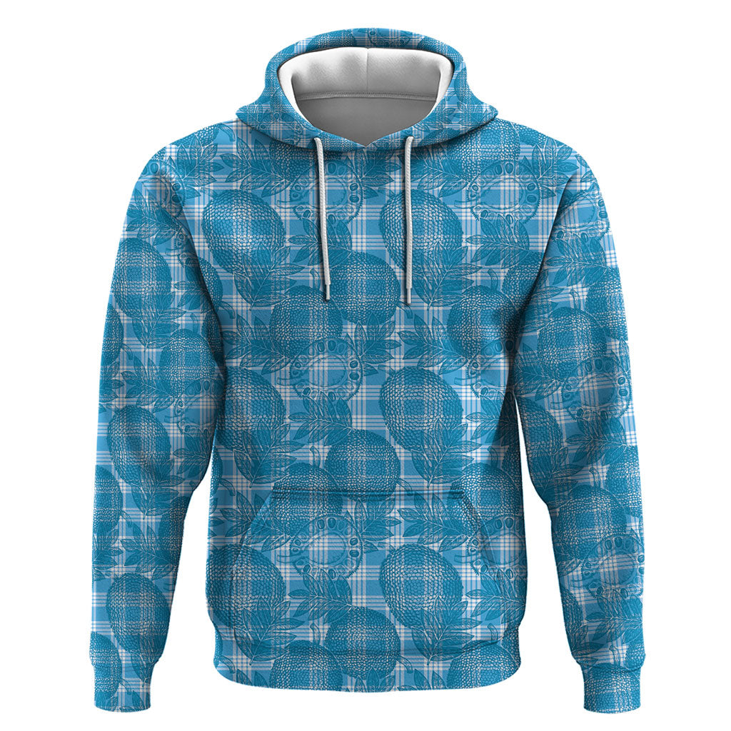 Polu Hawaii Breadfruit Palaka Motifs Zip Hoodie LT14 Pullover Hoodie Blue - Polynesian Pride