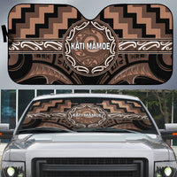 Aotearoa Kati Mamoe Auto Sun Shade Maori Iwi Poutama Puhoro Tattoo LT14 Brown - Polynesian Pride