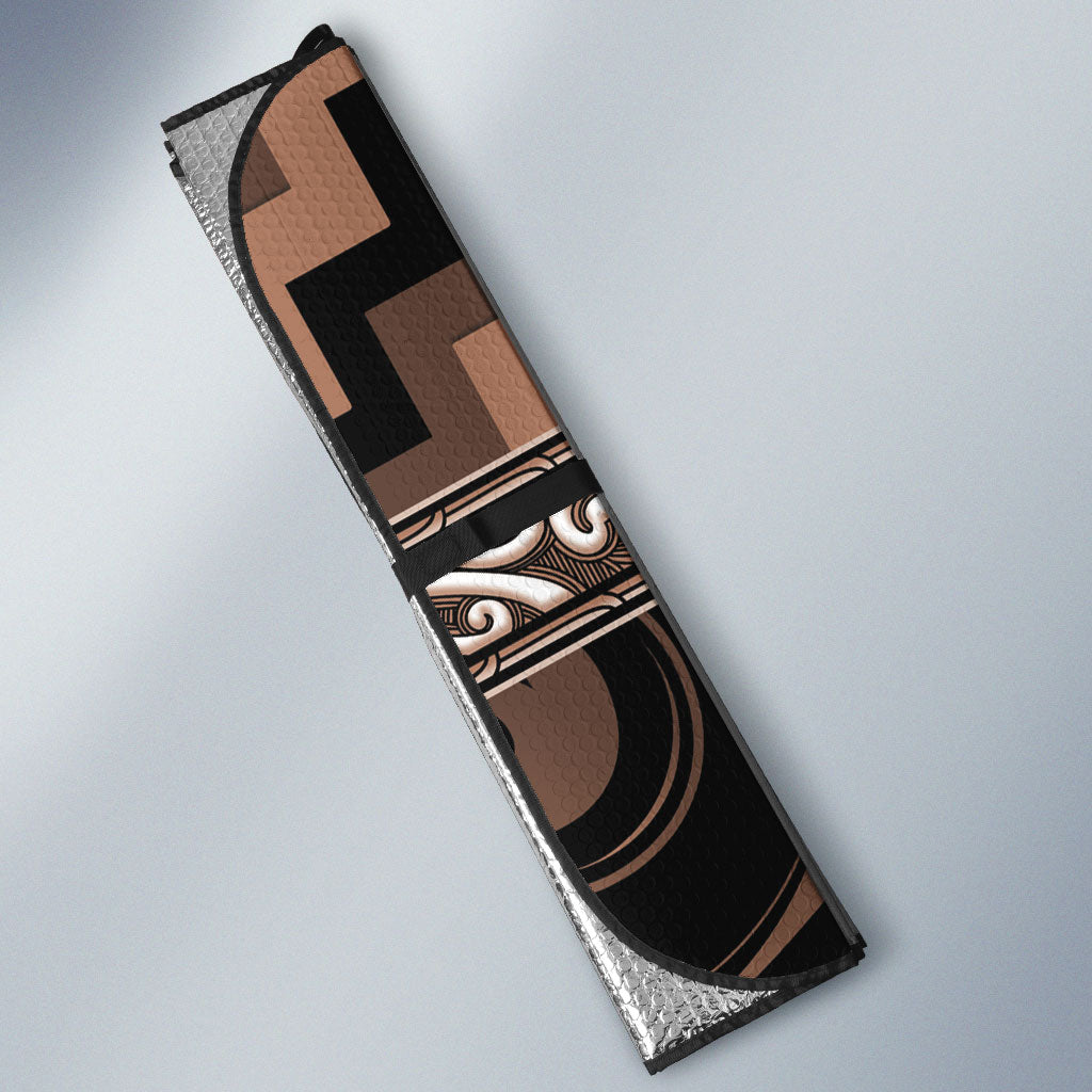 Aotearoa Kati Mamoe Auto Sun Shade Maori Iwi Poutama Puhoro Tattoo LT14 - Polynesian Pride